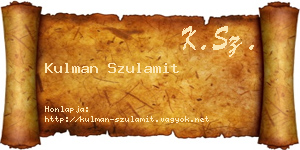 Kulman Szulamit névjegykártya